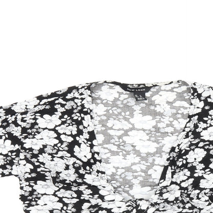 Womens UK Size 6 New Look Black Wrap Blouse