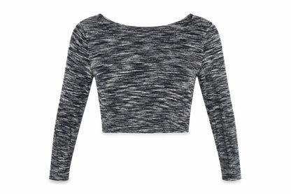 H&M Womens Black Geometric Viscose Cropped T-Shirt Size S Scoop Neck