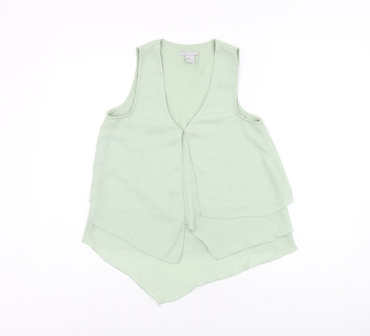 Womens UK Size 4 H&M Green Basic Tank