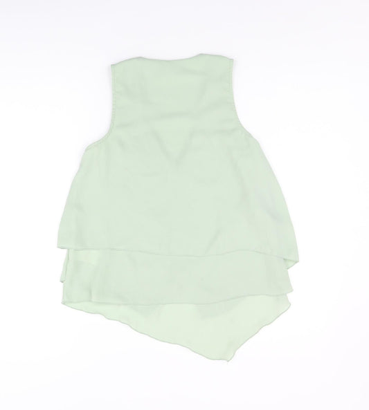 Womens UK Size 4 H&M Green Basic Tank