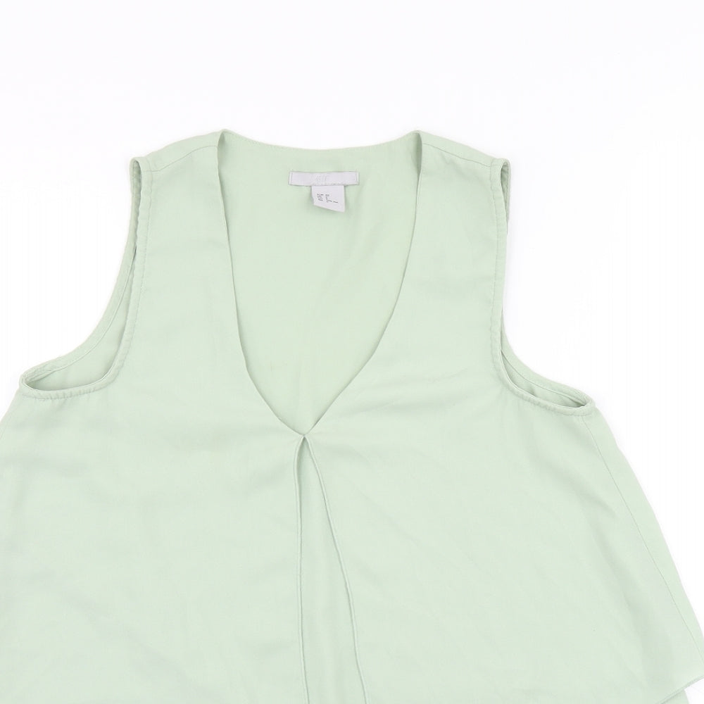 Womens UK Size 4 H&M Green Basic Tank