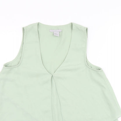 Womens UK Size 4 H&M Green Basic Tank