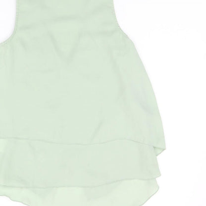 Womens UK Size 4 H&M Green Basic Tank