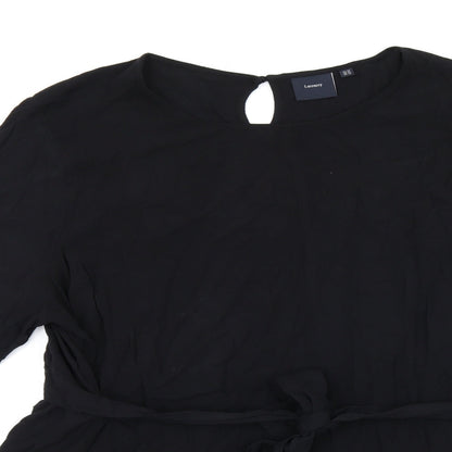 I.scenery Womens Black Viscose Basic T-Shirt Size 26 Boat Neck - Belted