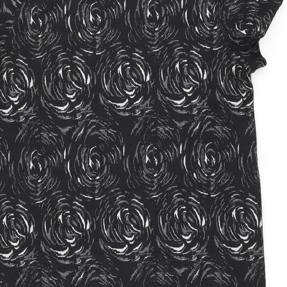 Marks and Spencer Womens Black Geometric Polyester Shift Size 18 Boat Neck Pullover