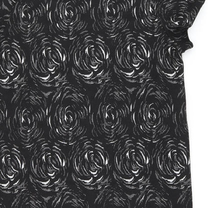 Marks and Spencer Womens Black Geometric Polyester Shift Size 18 Boat Neck Pullover
