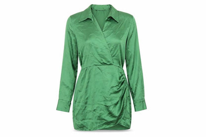 Zara Womens Green Polyester Shirt Dress Size S Collared Zip