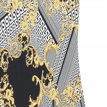 Anthony Womens Black Geometric Polyester Maxi Size S V-Neck Pullover