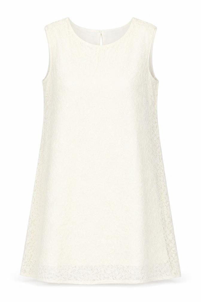 VERO MODA Womens White Floral Polyamide Shift Size M Boat Neck Button