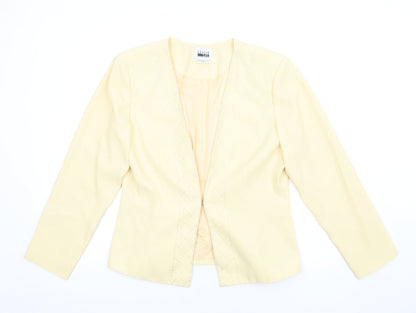 Leslie Fay Womens Yellow Jacket Size 14 Hook & Eye - Beaded Neckline