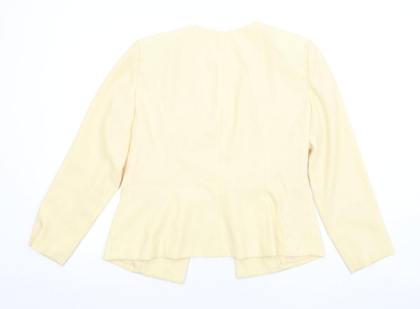 Leslie Fay Womens Yellow Jacket Size 14 Hook & Eye - Beaded Neckline