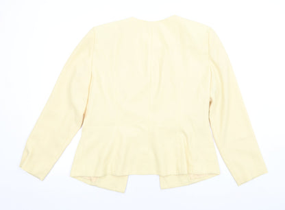 Leslie Fay Womens Yellow Jacket Size 14 Hook & Eye - Beaded Neckline