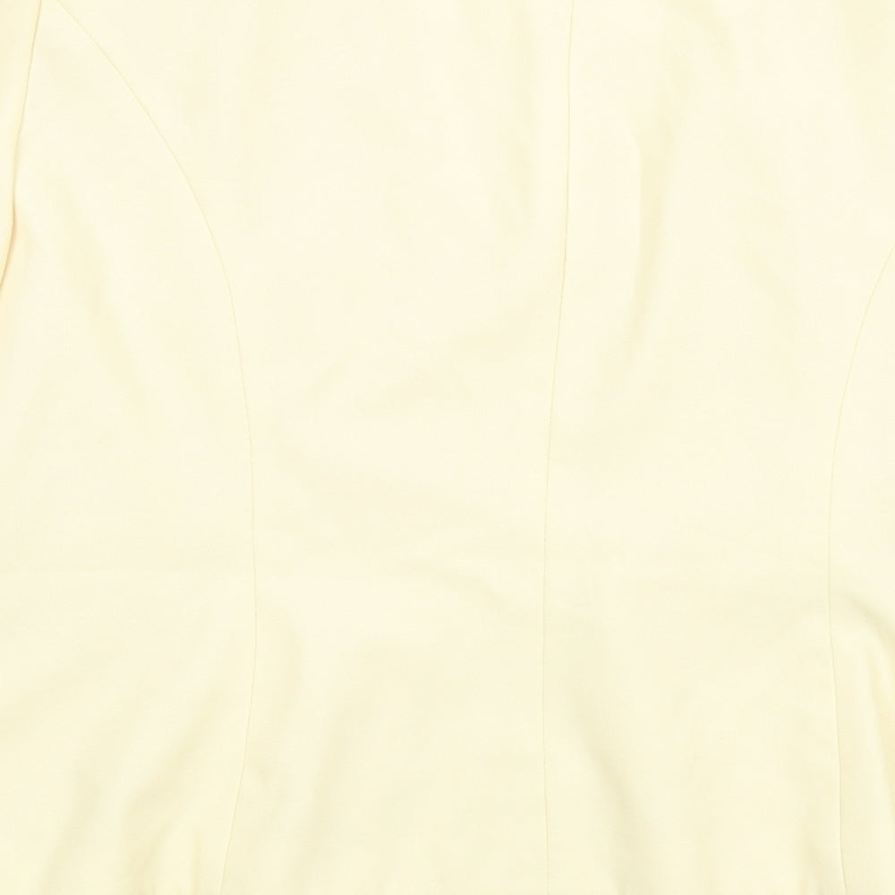 Leslie Fay Womens Yellow Jacket Size 14 Hook & Eye - Beaded Neckline