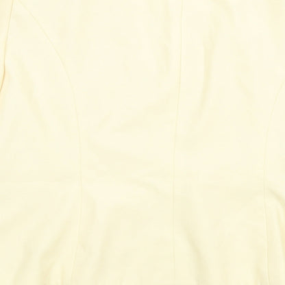Leslie Fay Womens Yellow Jacket Size 14 Hook & Eye - Beaded Neckline
