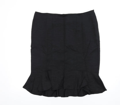 Monsoon Womens Black Polyester Trumpet Skirt Size 16 Zip