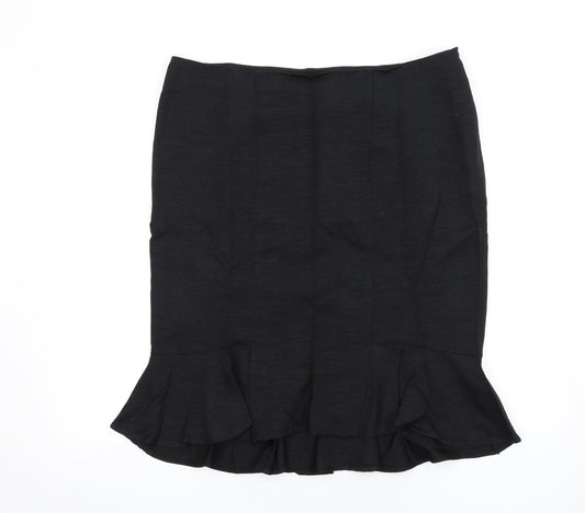 Monsoon Womens Black Polyester Trumpet Skirt Size 16 Zip