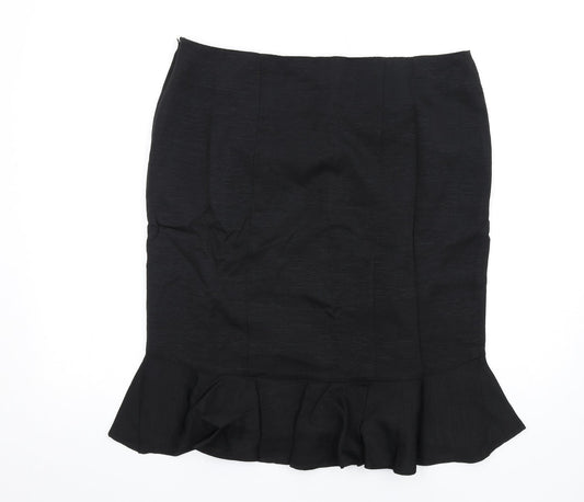 Monsoon Womens Black Polyester Trumpet Skirt Size 16 Zip