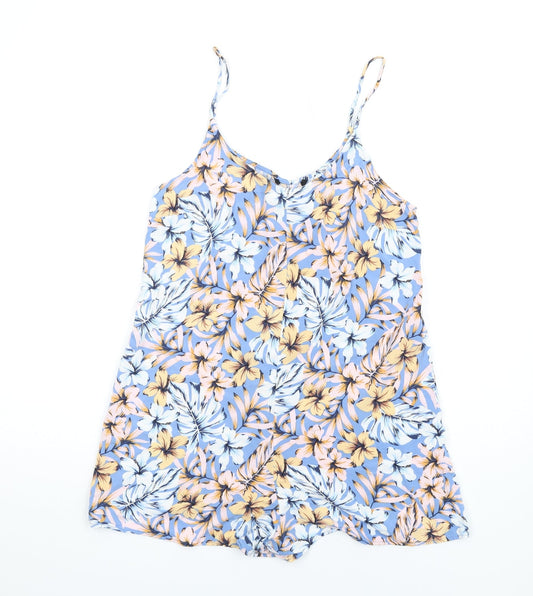 New Look Womens Multicoloured Floral Viscose Romper One-Piece Size 10 Pullover