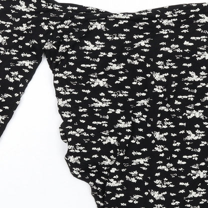 Nasty Gal Womens Black Floral Viscose Bodysuit One-Piece Size 6 Snap