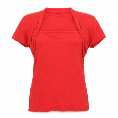 Zara Womens Red Viscose Basic T-Shirt Size M Square Neck