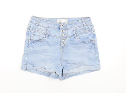 365 Denim Womens Blue Cotton Boyfriend Shorts Size 10 Regular Button