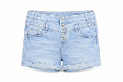 365 Denim Womens Blue Cotton Boyfriend Shorts Size 10 Regular Button