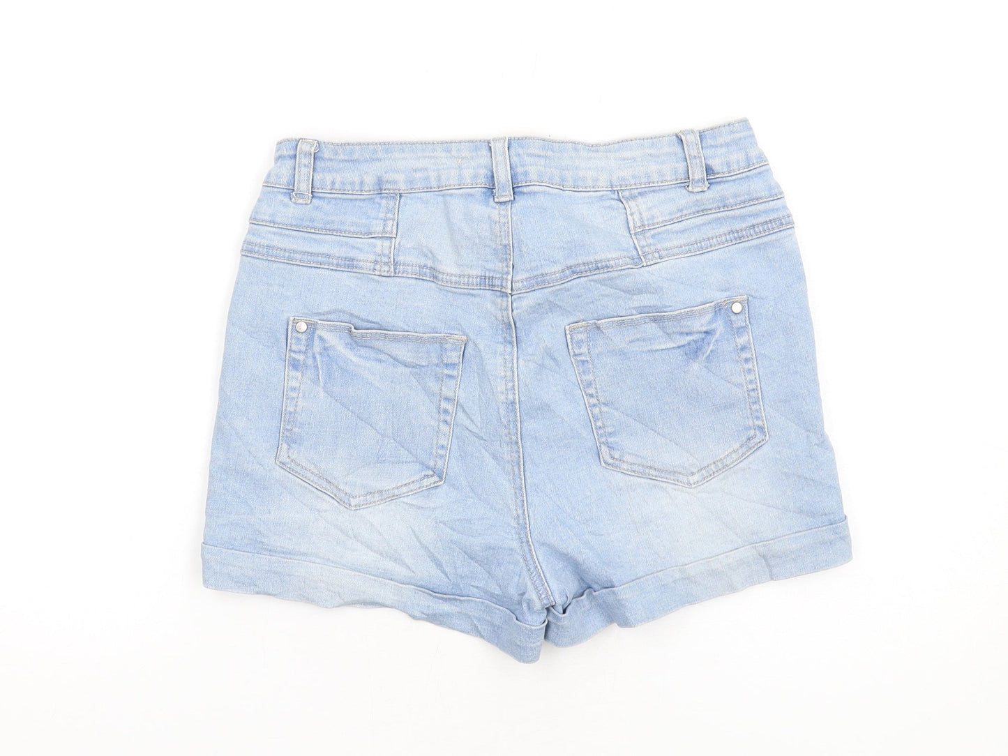 365 Denim Womens Blue Cotton Boyfriend Shorts Size 10 Regular Button