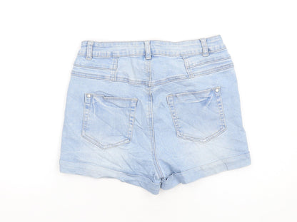 365 Denim Womens Blue Cotton Boyfriend Shorts Size 10 Regular Button