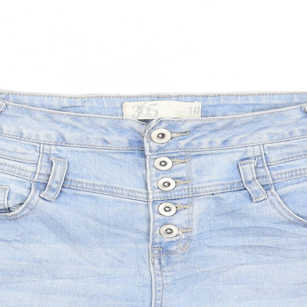 365 Denim Womens Blue Cotton Boyfriend Shorts Size 10 Regular Button