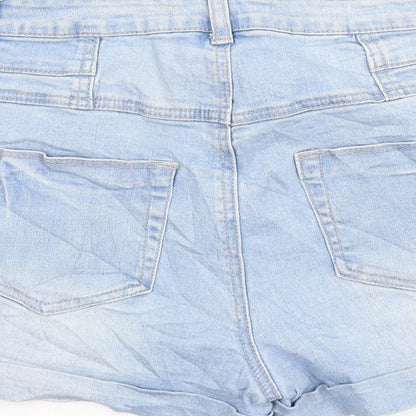 365 Denim Womens Blue Cotton Boyfriend Shorts Size 10 Regular Button