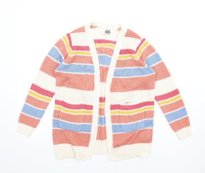 Piping Hot Womens Multicoloured V-Neck Striped Acrylic Cardigan Jumper Size 12