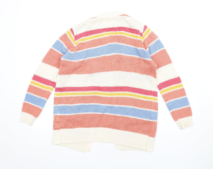 Piping Hot Womens Multicoloured V-Neck Striped Acrylic Cardigan Jumper Size 12