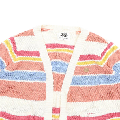 Piping Hot Womens Multicoloured V-Neck Striped Acrylic Cardigan Jumper Size 12