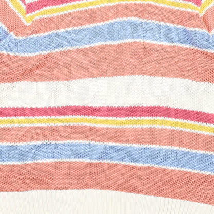 Piping Hot Womens Multicoloured V-Neck Striped Acrylic Cardigan Jumper Size 12