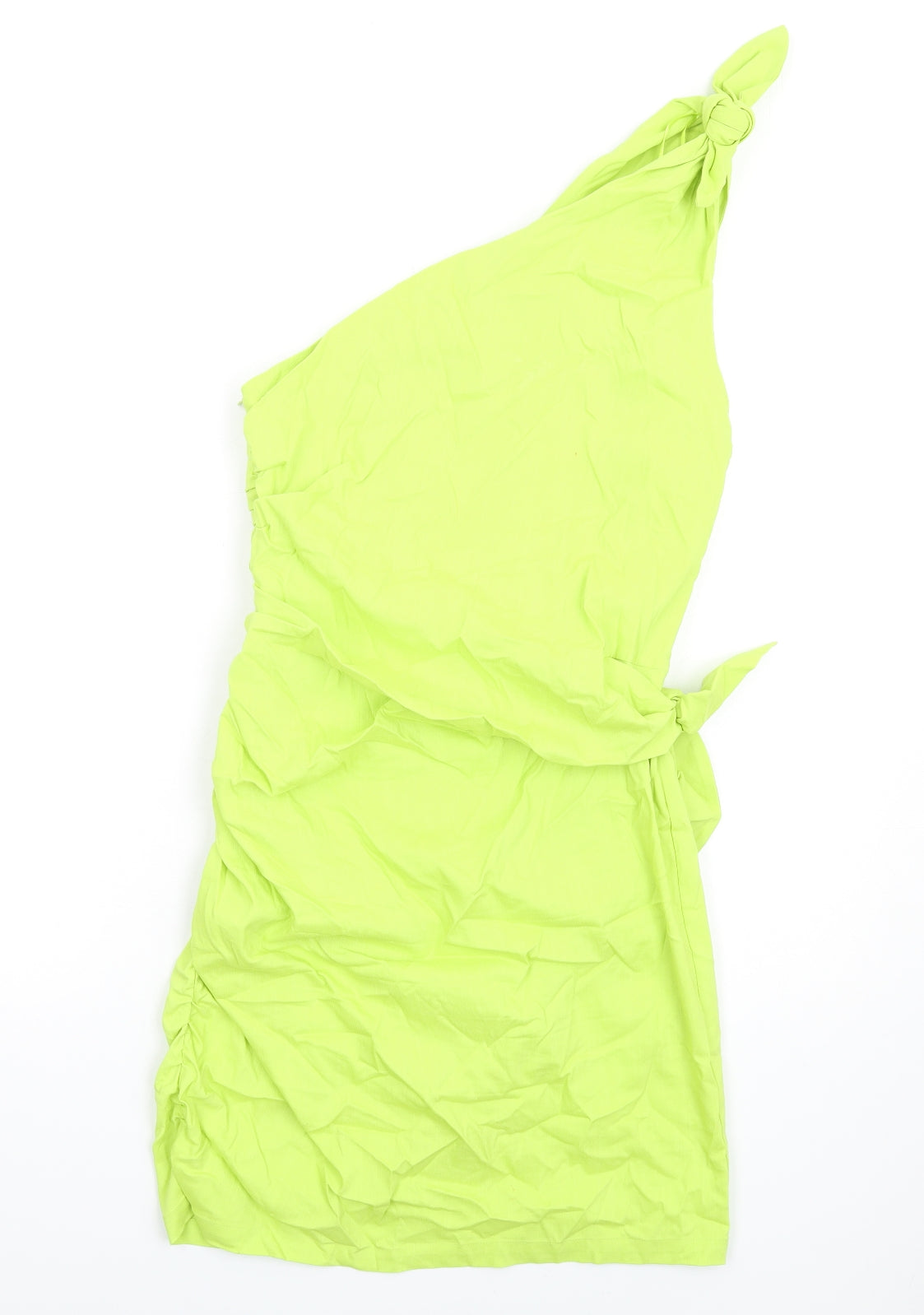 Zara Womens Green Polyester Mini Size L One Shoulder Zip
