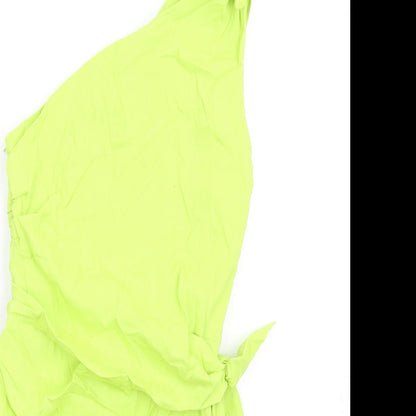 Zara Womens Green Polyester Mini Size L One Shoulder Zip