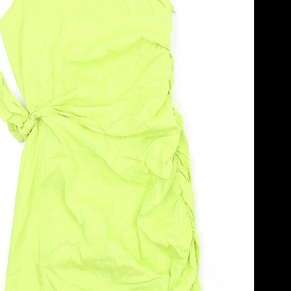 Zara Womens Green Polyester Mini Size L One Shoulder Zip