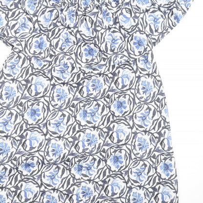 H&M Womens Blue Geometric Cotton A-Line Size S Off the Shoulder Pullover