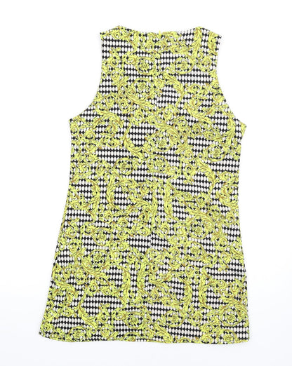 Glamorous Womens Multicoloured Geometric Polyester Mini Size S Round Neck Zip