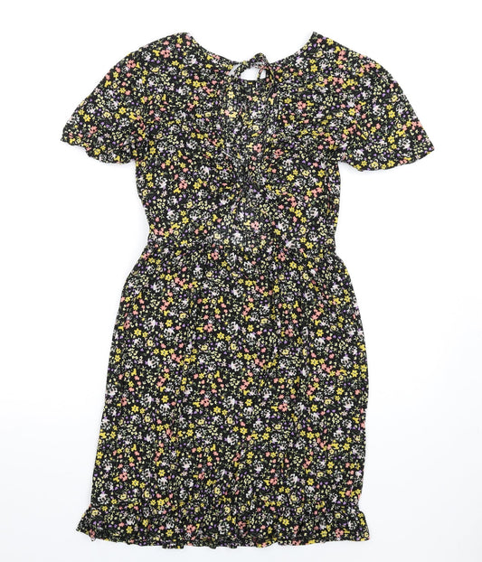 QED London Womens Multicoloured Floral Polyester A-Line Size 10 Round Neck Tie