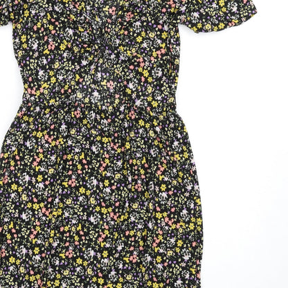 QED London Womens Multicoloured Floral Polyester A-Line Size 10 Round Neck Tie