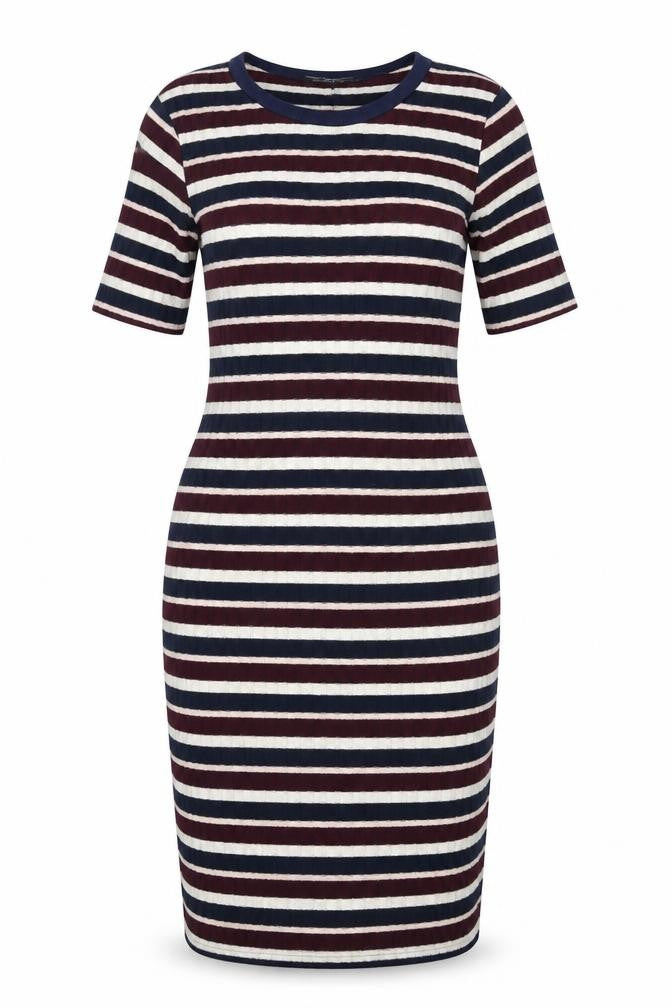 Dorothy Perkins Womens Multicoloured Striped Polyester Bodycon Size 10 Round Neck Pullover