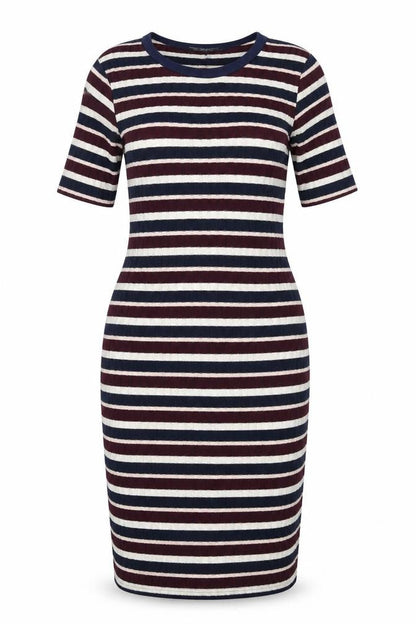 Dorothy Perkins Womens Multicoloured Striped Polyester Bodycon Size 10 Round Neck Pullover