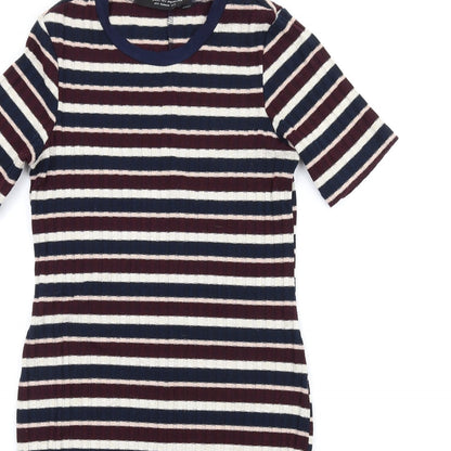 Dorothy Perkins Womens Multicoloured Striped Polyester Bodycon Size 10 Round Neck Pullover