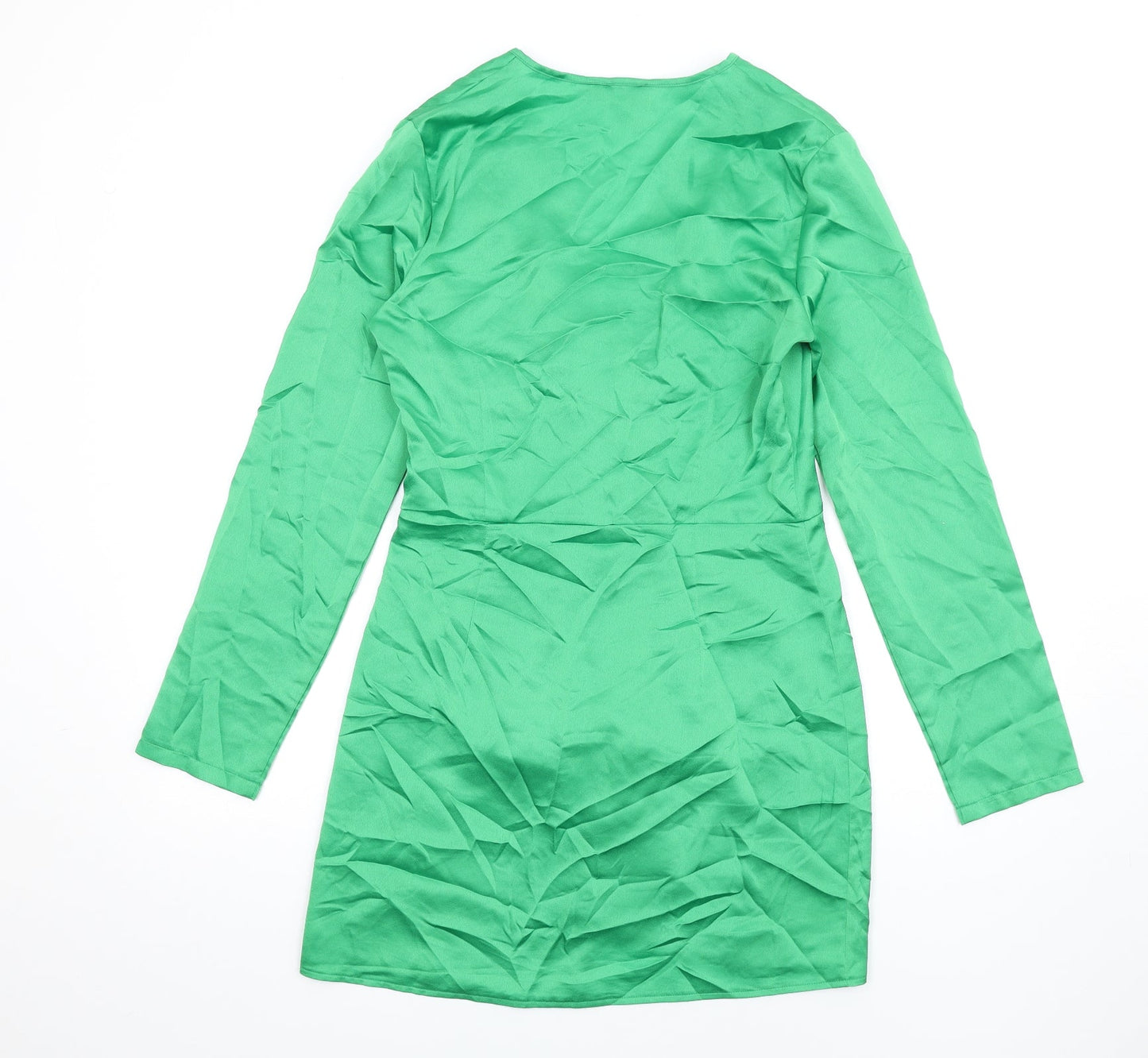 PRETTYLITTLETHING Womens Green Polyester Mini Size 12 V-Neck Zip