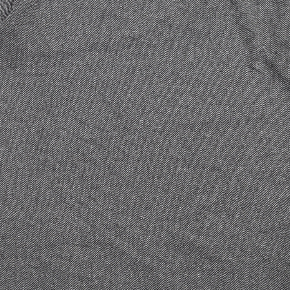 French Connection Womens Grey Herringbone Polyester T-Shirt Dress Size S V-Neck Pullover