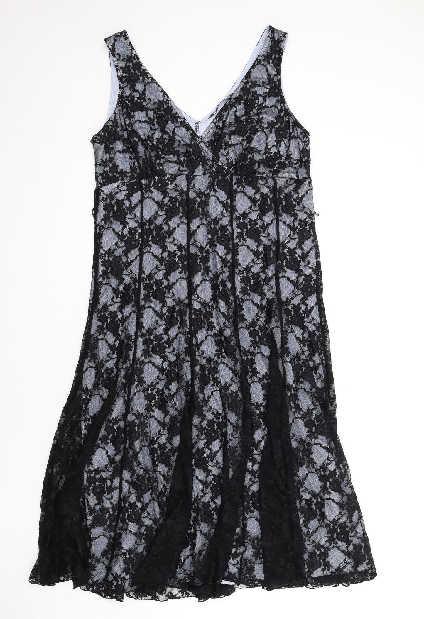 Joanna Hope Womens Blue Polyamide Tank Dress Size 16 V-Neck Pullover