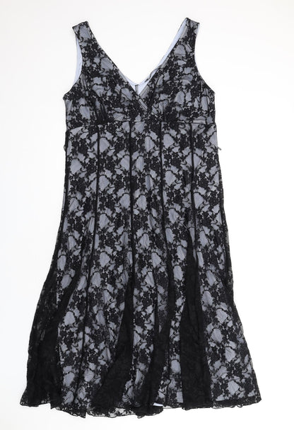 Joanna Hope Womens Blue Polyamide Tank Dress Size 16 V-Neck Pullover