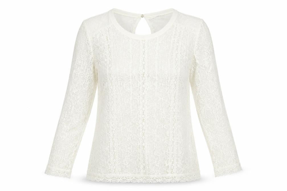 Oasis Womens Ivory Polyamide Basic T-Shirt Size XS Round Neck