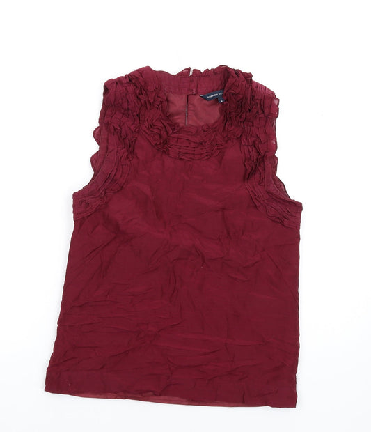 French Connection Womens Red Cotton Basic Tank Size 6 Round Neck